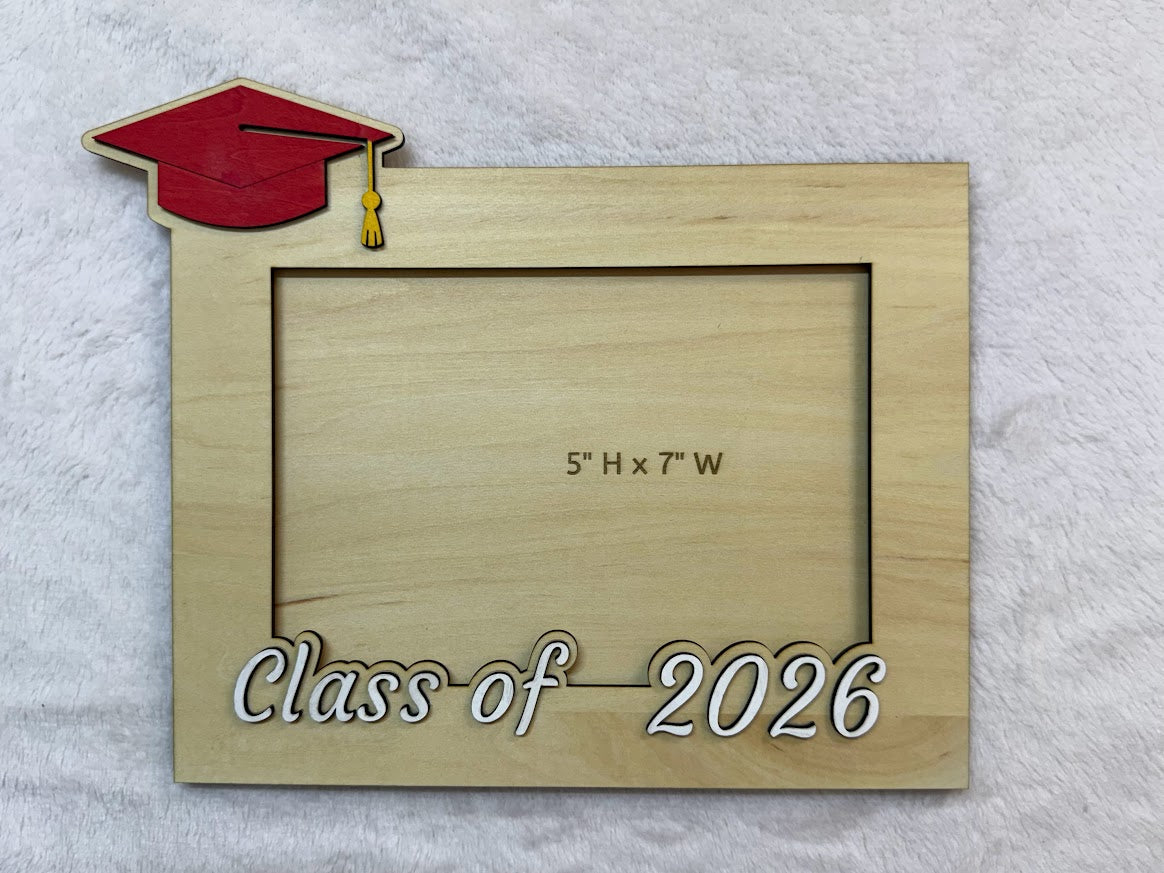 Graduation picture frame 2026 Raised Letters Red Cap