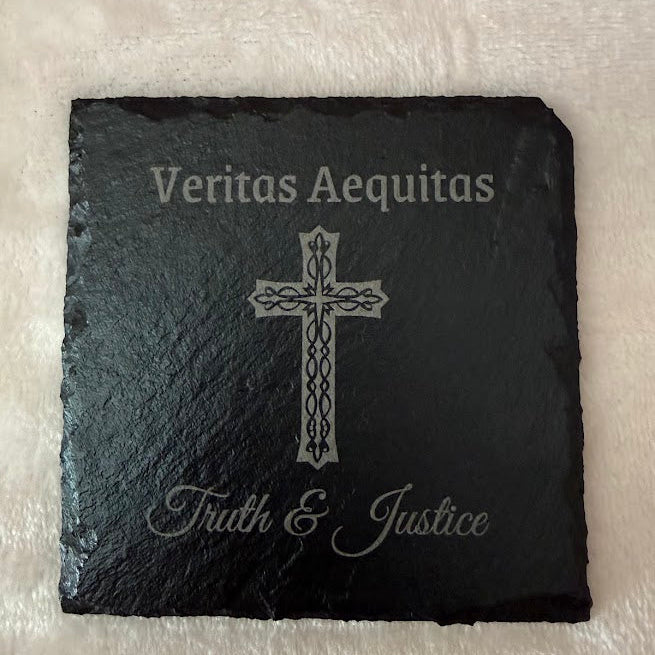 Slate Coasters Veritas Aequitas
